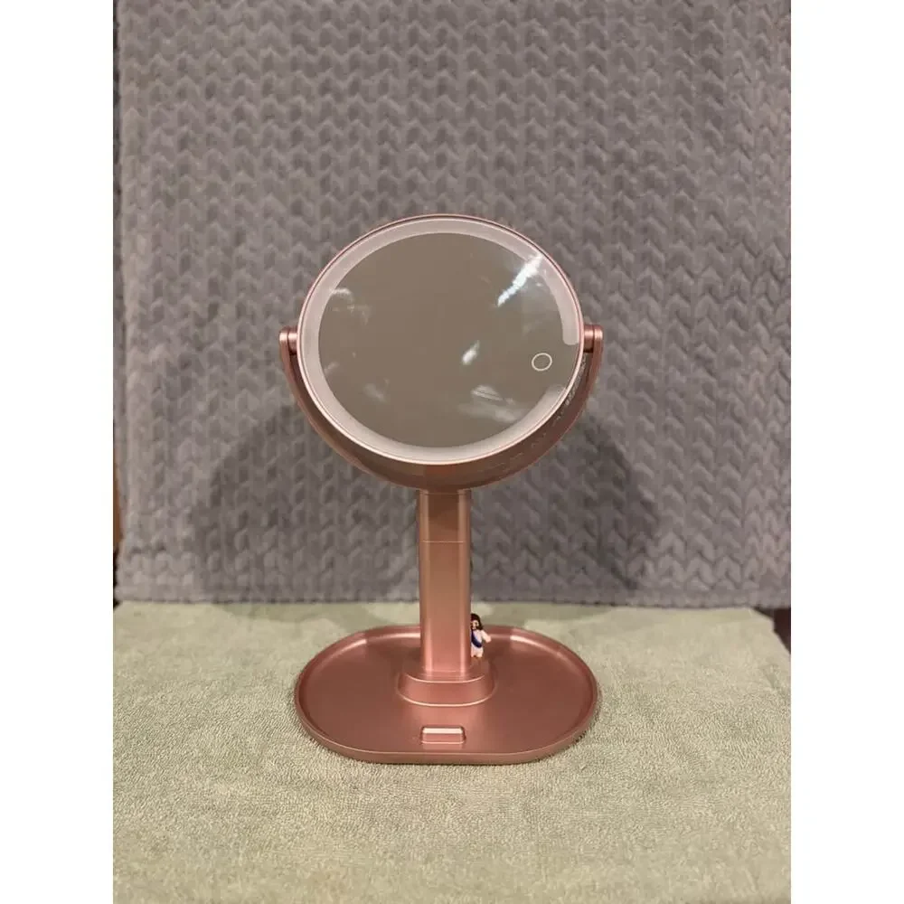 Rose Gold Double Magnifying Mirror with Lighting Control